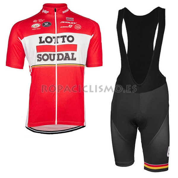 2017 Maillot Lotto Soudal tirantes mangas cortas rojo